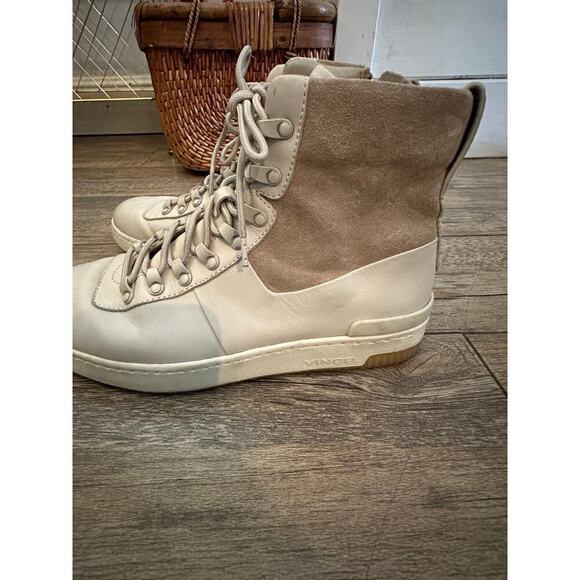 Vince Women's N3461 Rowan White San Remo Lux Leather Lace Up Boots Size 8.5 - Picture 8 of 11